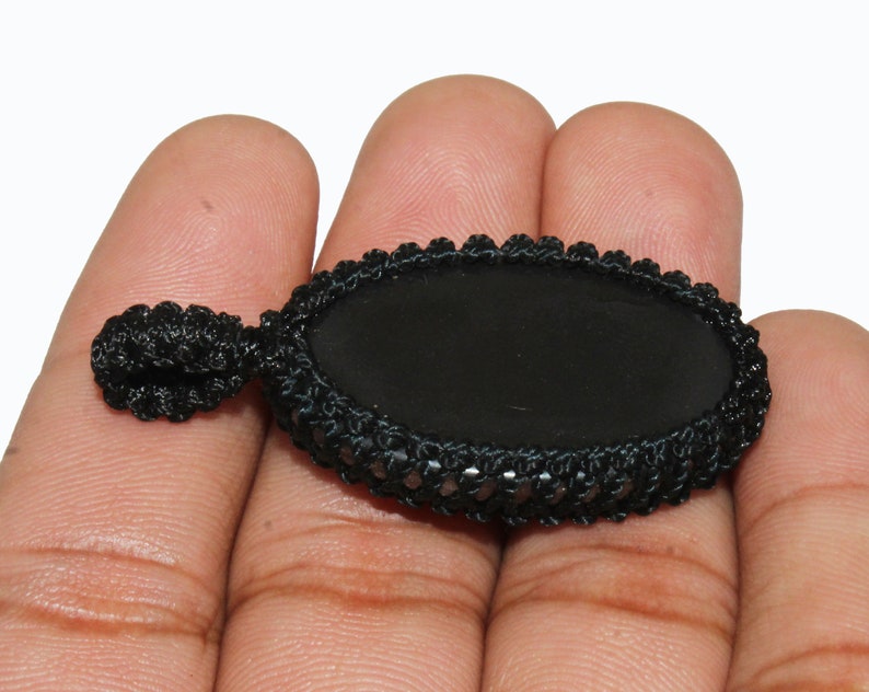 Natural Hematite / Gun Metal Macrame Pendant, Antique Macaram Pendant ...