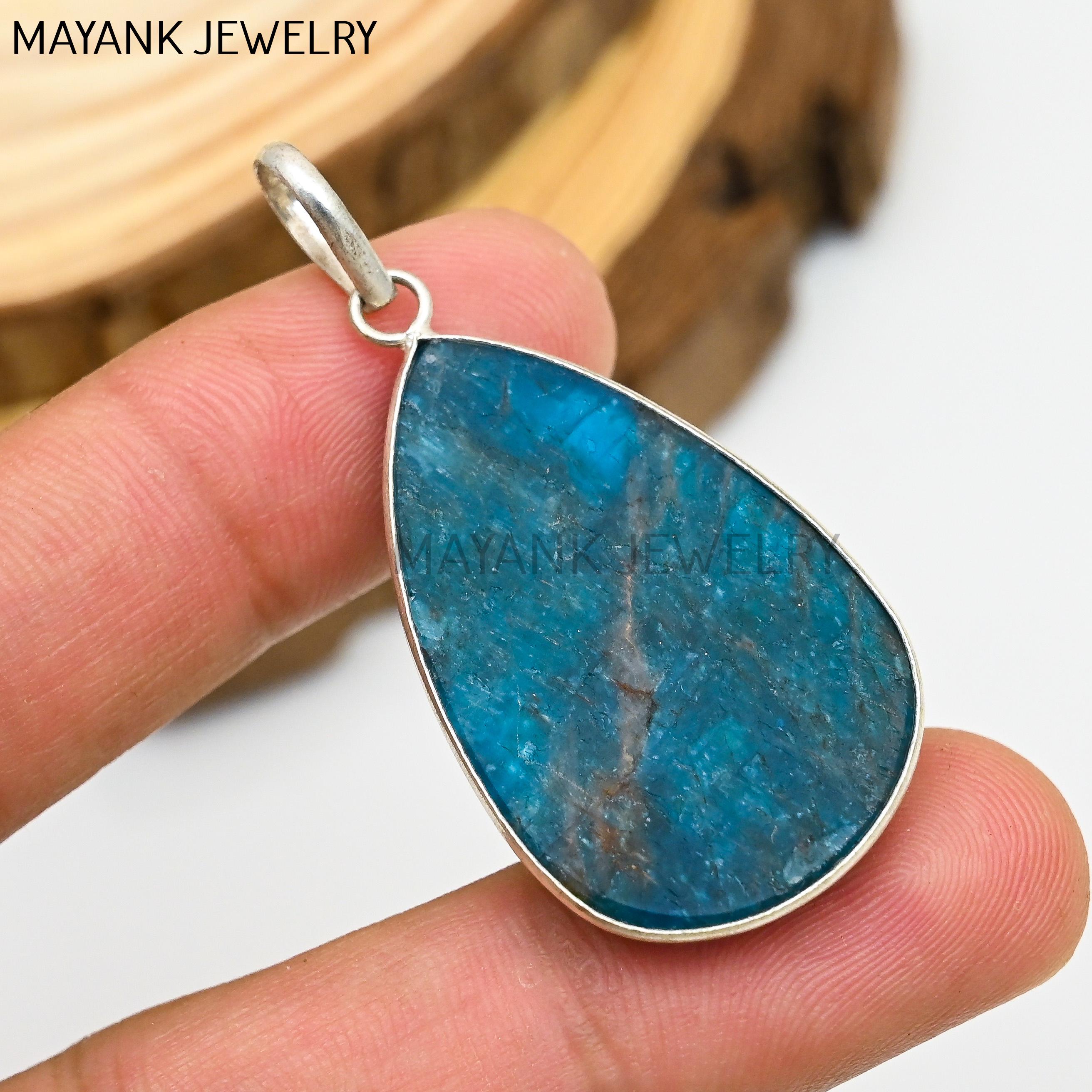 Apatite Bezel Gemstone Pendant, Ethnic Handmade Bezel Pendant