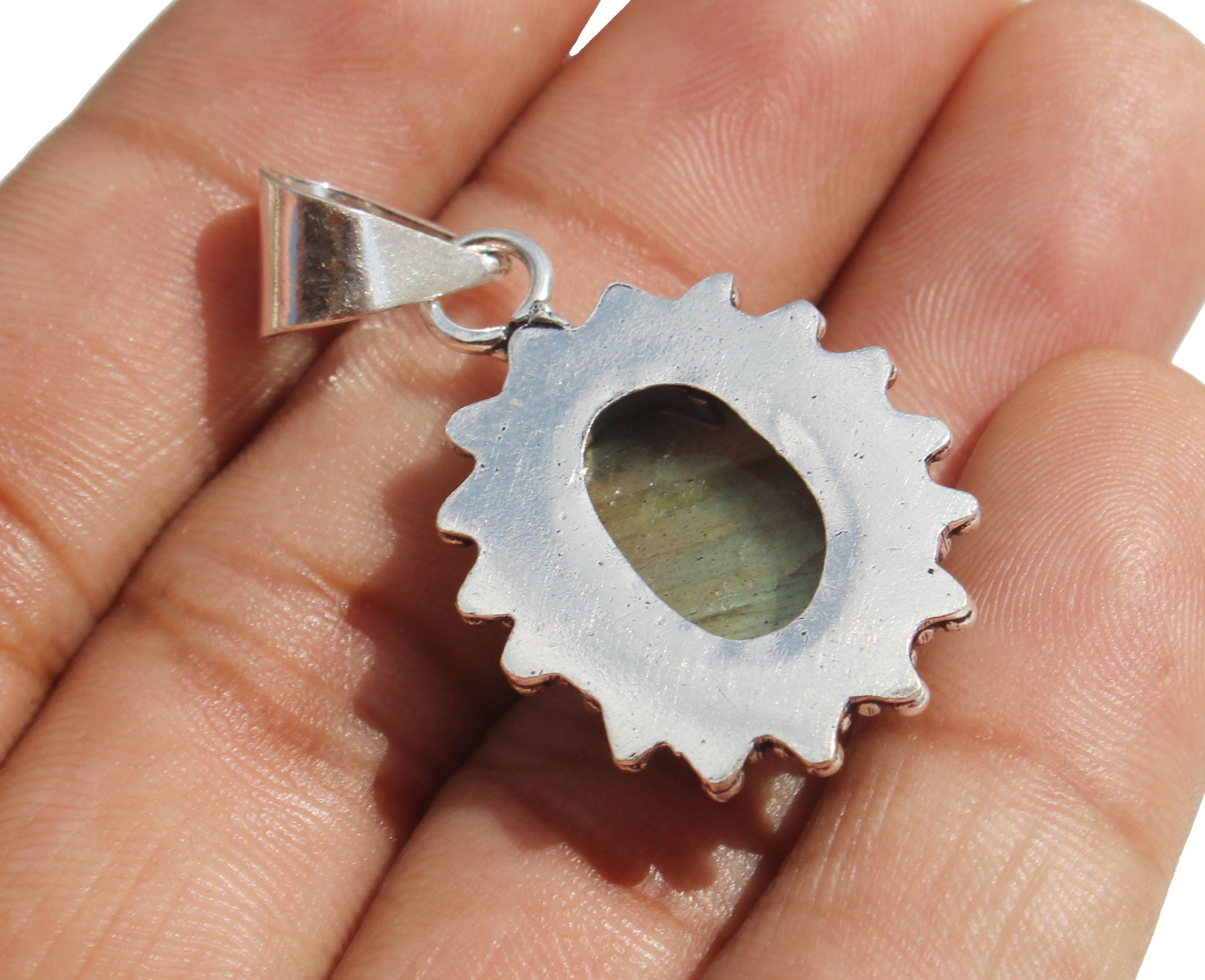Collana di labradorite, ciondolo a forma di polpo con
