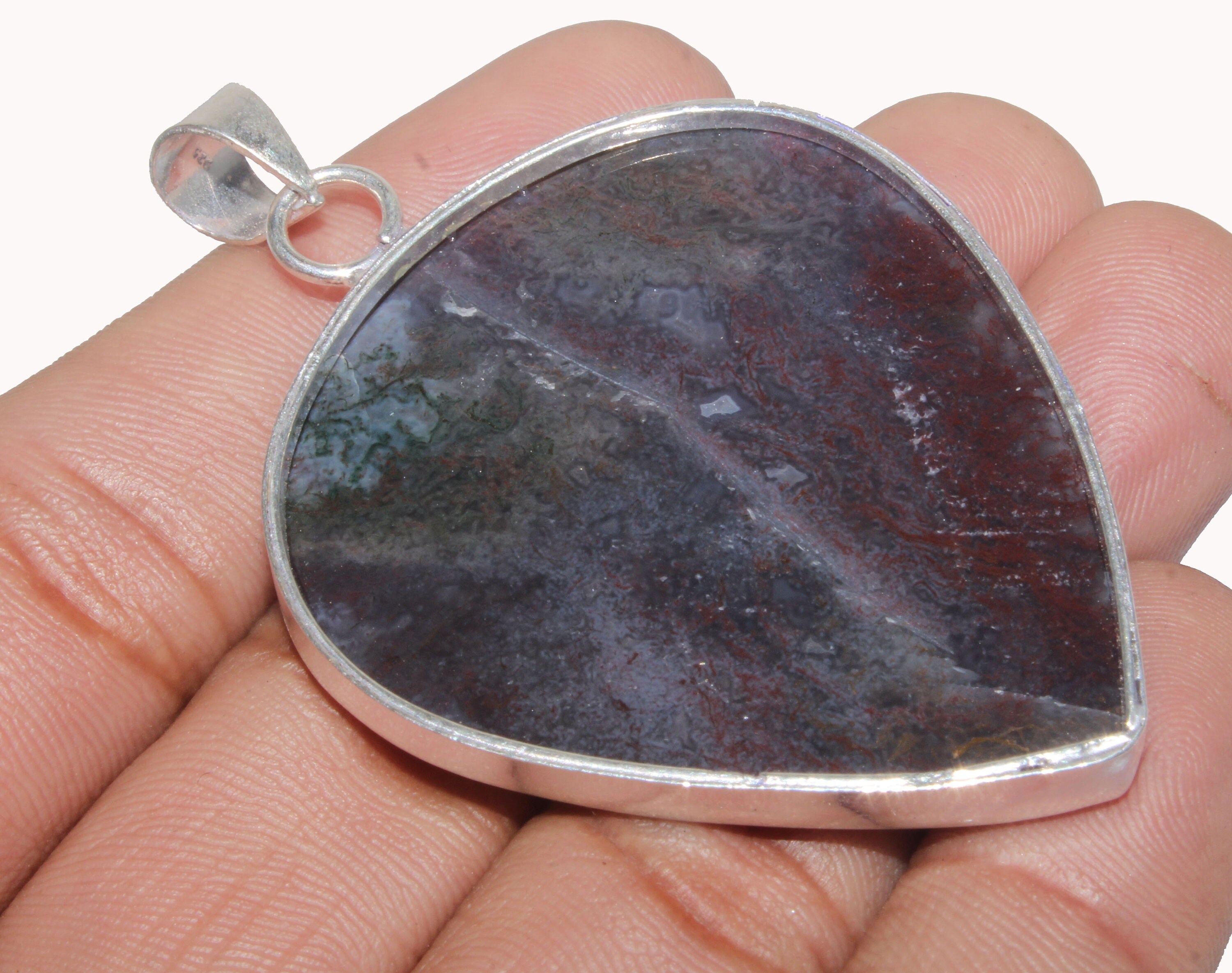 Natural Huge Red Moss Agate Pendant Large Gemstone Pendant | Etsy