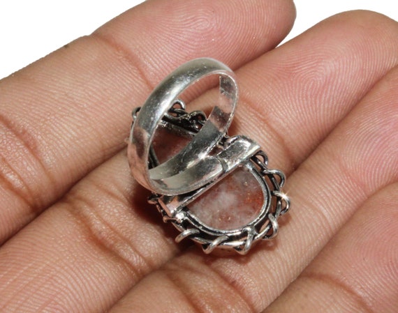 Bague en pierre de soleil naturelle, bague réglable, bague - Main Image