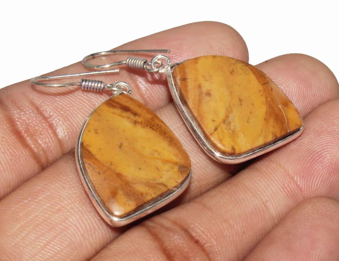 Natural Wood Grain Jasper Earring, Gemstone Earring, Ethnic Jewelry