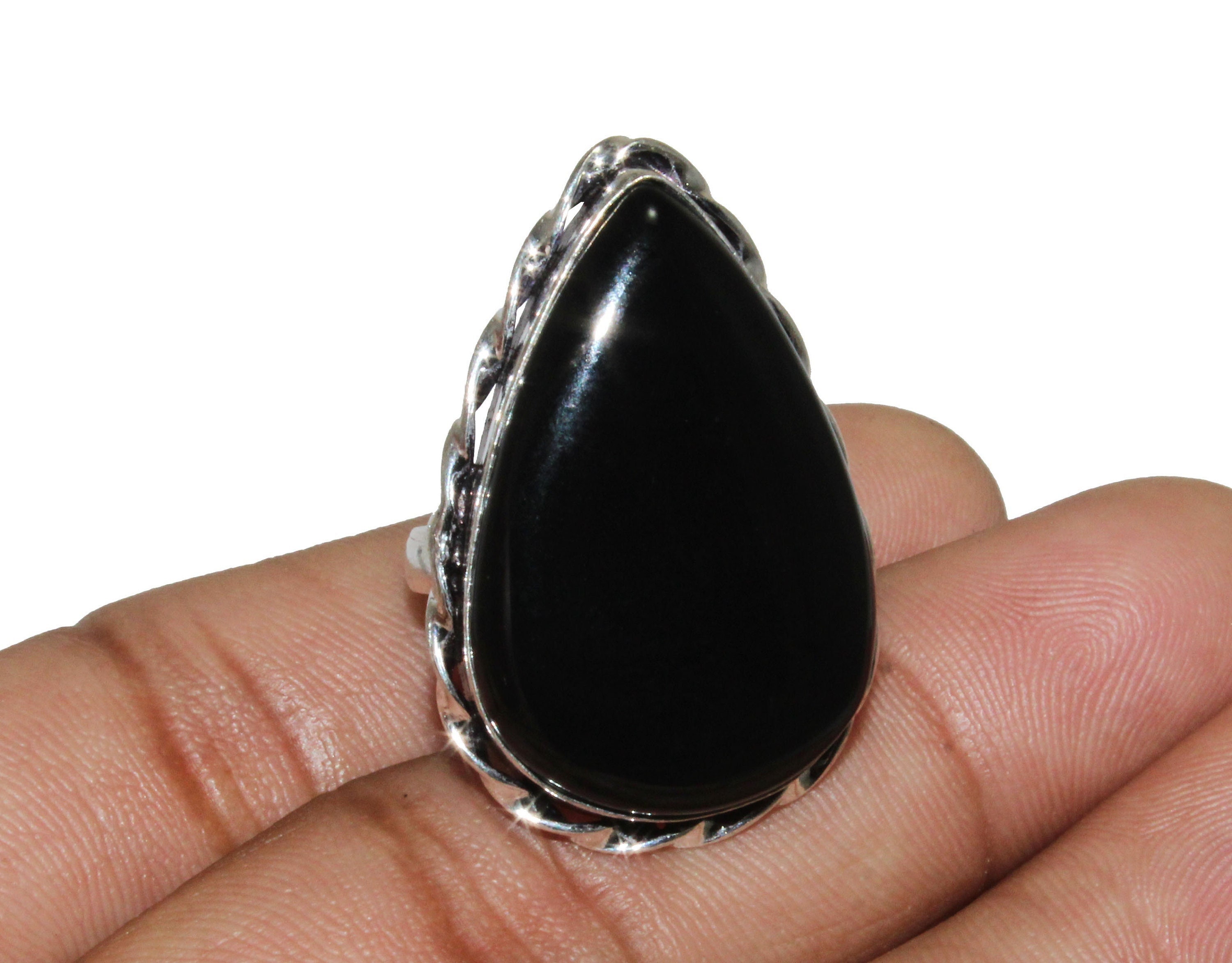 Black Onyx Vintage Indian Rings - Etsy