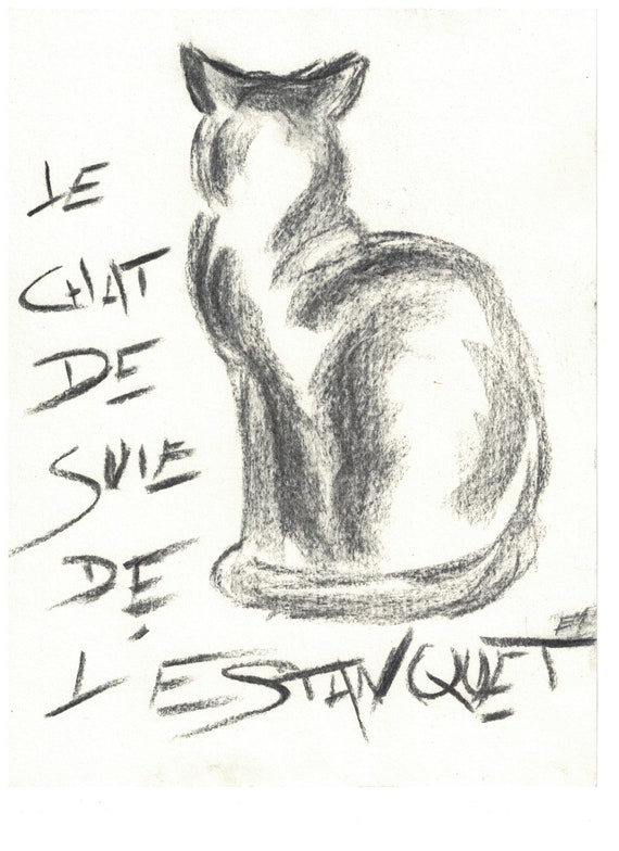 Le Chat De Suie Dessin Original Au Fusain