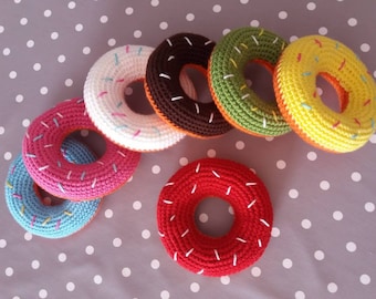 Donut cat toy with catnip and cotton filling. Cat lover handmade gift idea. Marty Merlin Crochet