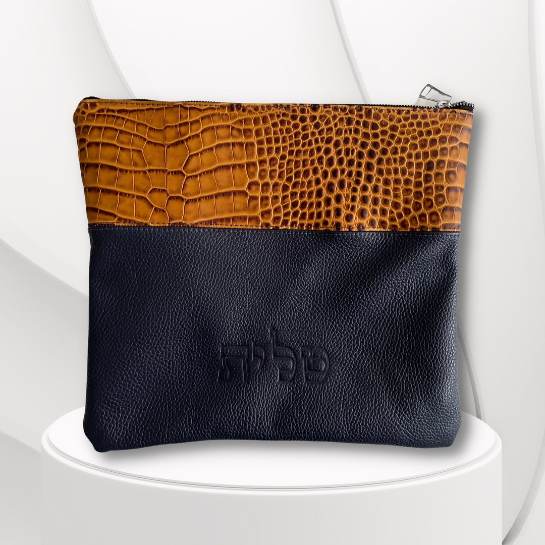 Tan and Navy Leather Tallis & Tefillin Bag Etsy