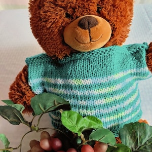 Teddy Bear shirt &quot;SWEET MINT&quot; handmade knit play shirt for 20-inch Teddy, teddy bear clothes, pullover sweater for Teddy