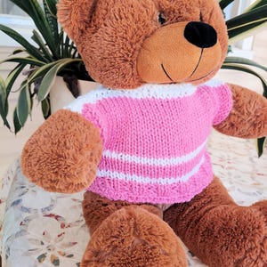 Teddy Bear Shirt &quot;STRAWBERRY CUPCAKE&quot; handmade knit play shirt for 20-inch Teddy, Teddy Bear clothes, pullover sweater for Teddy