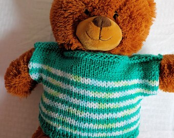 Knit Teddy Bear Sweater: "Sweet Mint" Handmade Pullover Sweater to fit 20-inch Plush Animal
