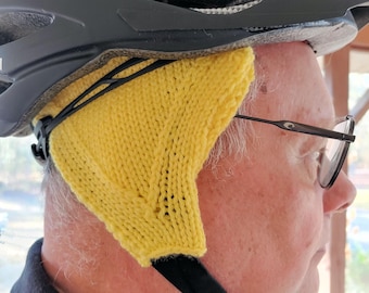 Handgefertigte gelbe Fahrrad-Ohrenwärmer: Helmkompatibel, hohe Sichtbarkeit Gelb