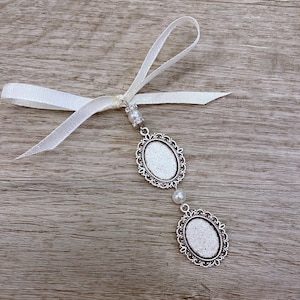 Single | Double | Triple Quadruple Oval Wedding Bouquet Memory Photo Charm | Wedding Bouquet Memorial Charm | Wedding Memorial Bouquet Charm