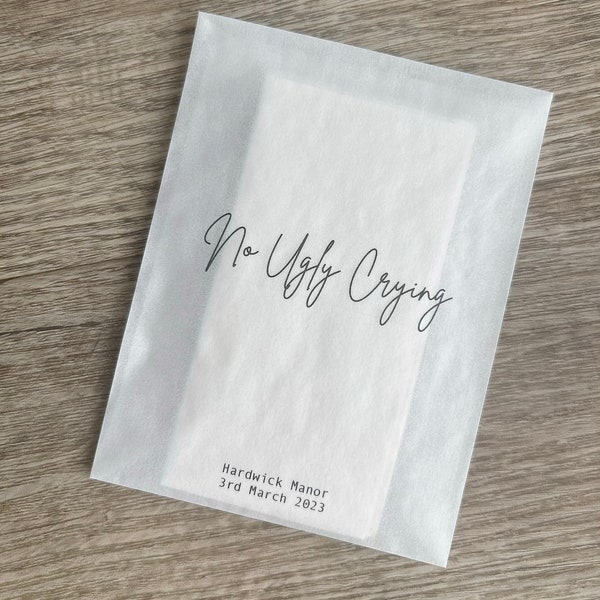 Any Design Personalised Wedding Tissue Packs | Personalised Wedding Confetti Packs | Happy Tears | Tissue Packets | No Ugly Crying