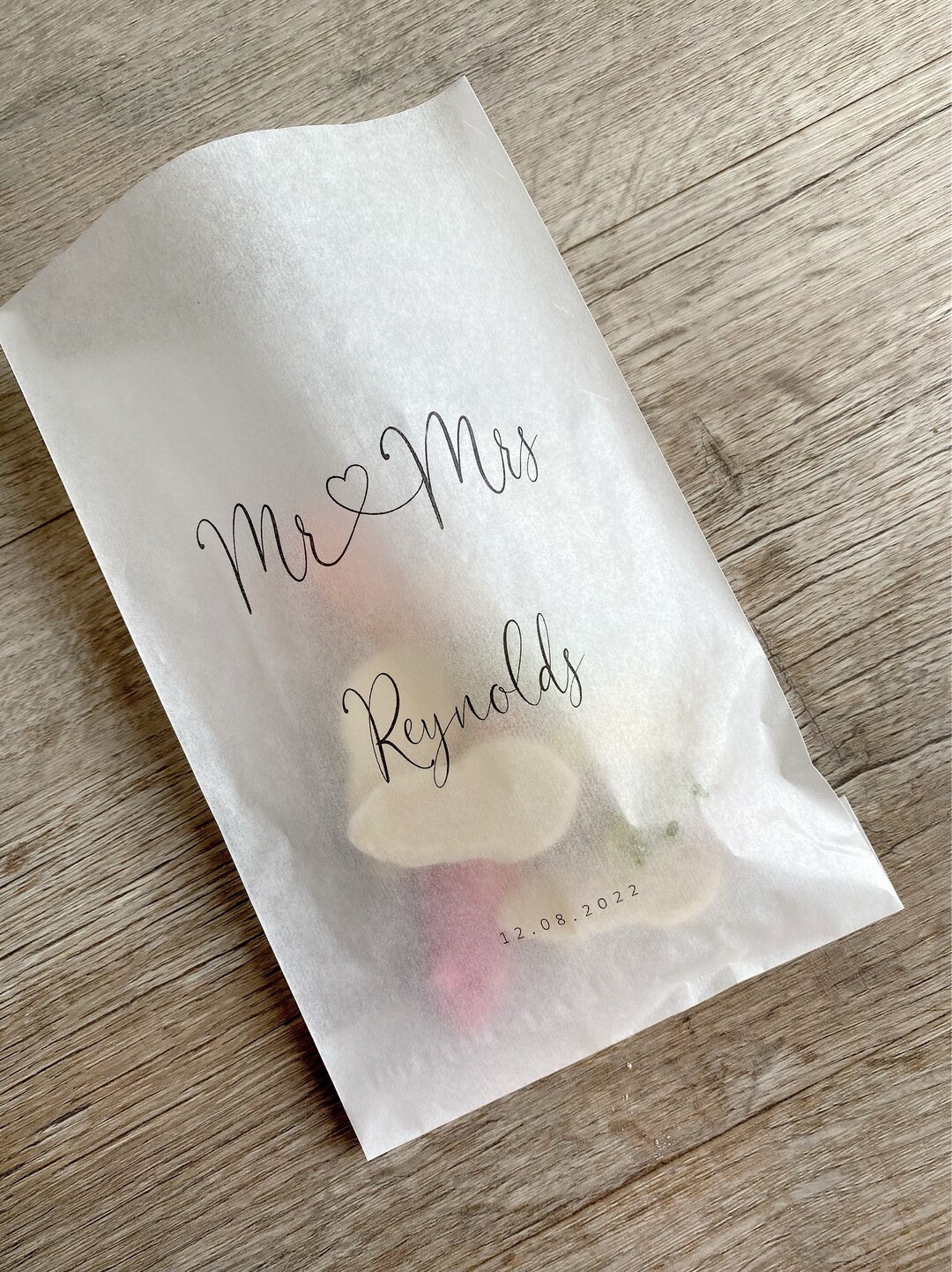 Any Design Personalised Smaller Glassine Sweet Bags Candy Bags Love is