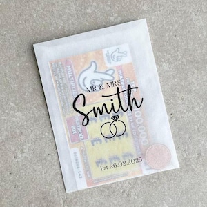 Tout modèle de mariage personnalisé | Lots de cartes à gratter personnalisées pour mariage | Larmes de joie | Paquets de mouchoirs en papier | Porte-cartes à gratter