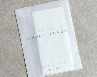 Personalised Wedding Tissue Packets: Happy Tears Confetti Packs