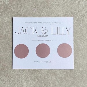 Any Design Personalised Wedding Scratch Card Win a Drink Scratch for your Prize Wedding Favour Cards Token Cards Wedding Stationery Favour
