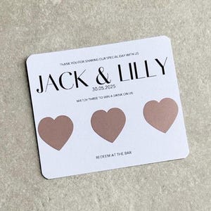 Tarjeta de rascar de boda personalizada con cualquier diseño Gana una bebida Rasca y gana tu premio Tarjetas de recuerdo de boda Tarjetas simbólicas Papelería de recuerdo de boda