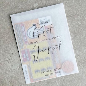 Tout modèle de mariage personnalisé | Lots de cartes à gratter personnalisées pour mariage | Larmes de joie | Paquets de mouchoirs en papier | Porte-cartes à gratter