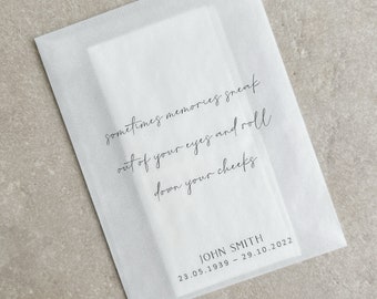Gepersonaliseerde rouwzakjes: confetti-herdenkingszakjes