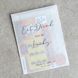 Tout modèle de mariage personnalisé | Lots de cartes à gratter personnalisées pour mariage | Larmes de joie | Paquets de mouchoirs en papier | Porte-cartes à gratter