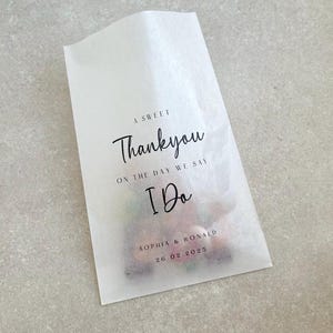 Elk ontwerp Gepersonaliseerde pergamijn snoepzakjes | Koekjeszakjes | Snoepzakjes | Liefde is zoet | Een zoet einde | Bruidstaarttassen | Babyshower