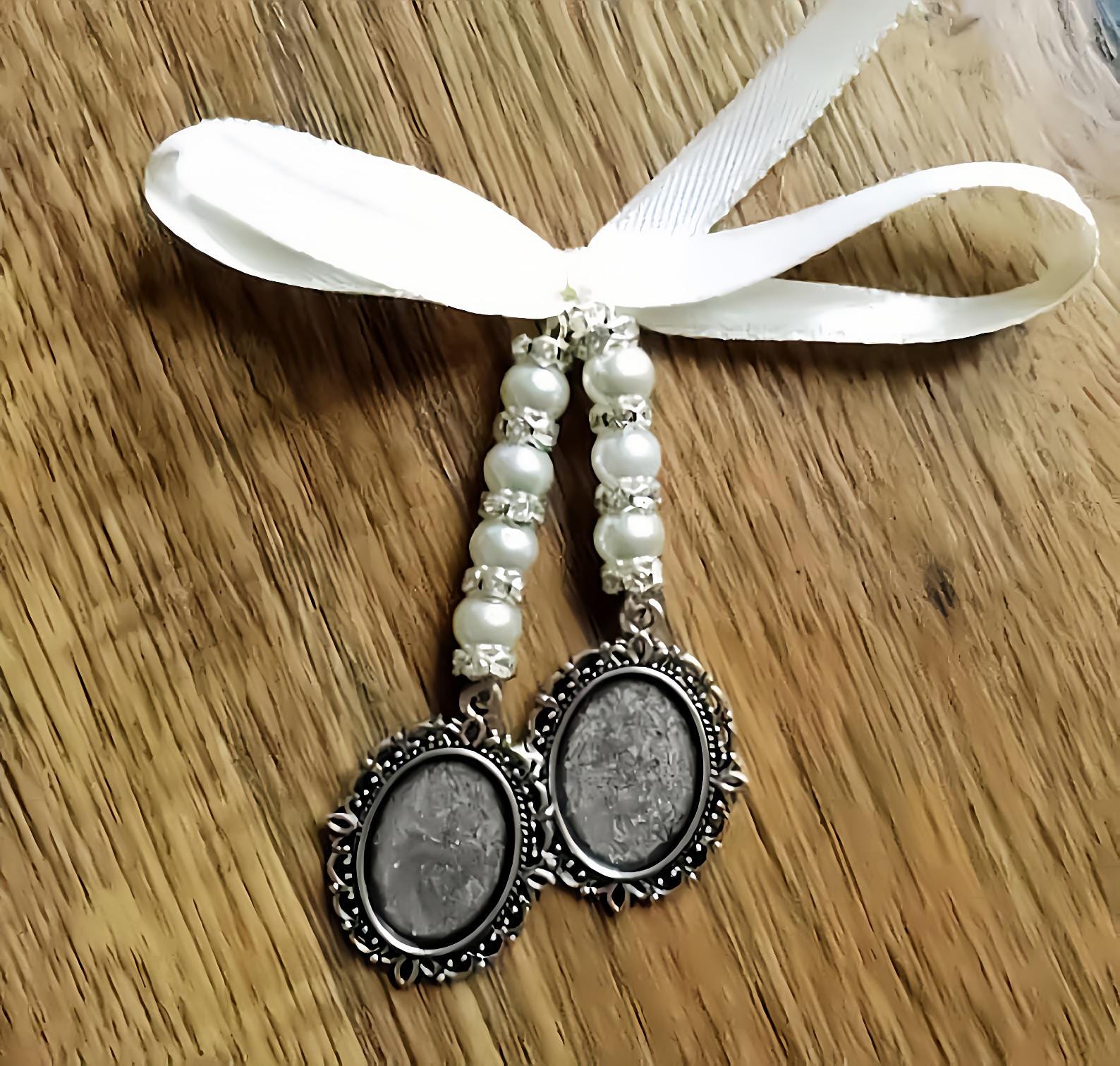 WANDIC Ciondoli Portafoto Con Strass A Forma Di Osso – 2 Pezzi Per Bouquet Da Sposa O Gioielli Fai Da Te - 4