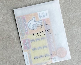 Personalized Wedding Scratch Card Favor Packs | Glassine Envelopes