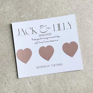 Tarjeta de rascar de boda personalizada con cualquier diseño Gana una bebida Rasca y gana tu premio Tarjetas de recuerdo de boda Tarjetas simbólicas Papelería de recuerdo de boda