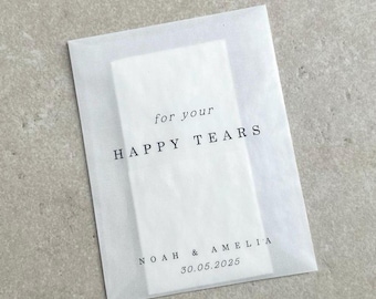 Wedding Favour Tissue Packets | Filled/Fill Your Own Personalised Ceremony Happy Tears Glassine Bags