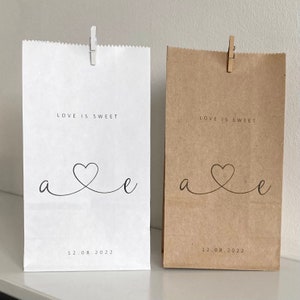 Elk ontwerp Gepersonaliseerde snoepzakjes met blokbodem | Gepersonaliseerde koekjeszakjes | Snoepzakjes | Lollyzakjes | Liefde is zoet | Een zoet einde |