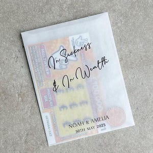 Tout modèle de mariage personnalisé | Lots de cartes à gratter personnalisées pour mariage | Larmes de joie | Paquets de mouchoirs en papier | Porte-cartes à gratter
