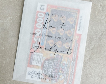 Personalized Wedding Scratch Card Favor Packets | Glassine Holder