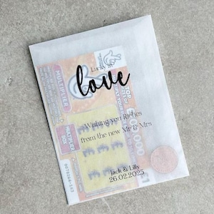Tout modèle de mariage personnalisé | Lots de cartes à gratter personnalisées pour mariage | Larmes de joie | Paquets de mouchoirs en papier | Porte-cartes à gratter