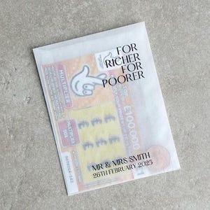Tout modèle de mariage personnalisé | Lots de cartes à gratter personnalisées pour mariage | Larmes de joie | Paquets de mouchoirs en papier | Porte-cartes à gratter