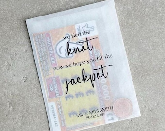 Personalized Wedding Scratch Card Favor Packets | Glassine Holder