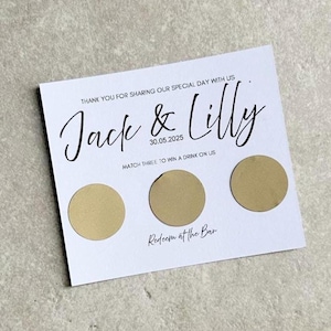 Tarjeta de rascar de boda personalizada con cualquier diseño Gana una bebida Rasca y gana tu premio Tarjetas de recuerdo de boda Tarjetas simbólicas Papelería de recuerdo de boda