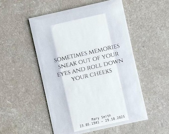 Personalised Funeral Tissue Bags: Memorial Tissues Packets