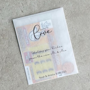 Tout modèle de mariage personnalisé | Lots de cartes à gratter personnalisées pour mariage | Larmes de joie | Paquets de mouchoirs en papier | Porte-cartes à gratter