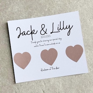 Tarjeta de rascar de boda personalizada con cualquier diseño Gana una bebida Rasca y gana tu premio Tarjetas de recuerdo de boda Tarjetas simbólicas Papelería de recuerdo de boda