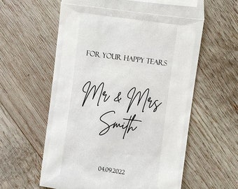 Any Design Personalised Wedding Tissue Packs | Personalised Wedding Confetti Packs | Happy Tears | Confetti Packs | Tissue Packets