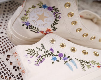 Converse embroidered shoes,Converse Chuck Taylor 1970s,Converse custom small flower / small flower embroidery