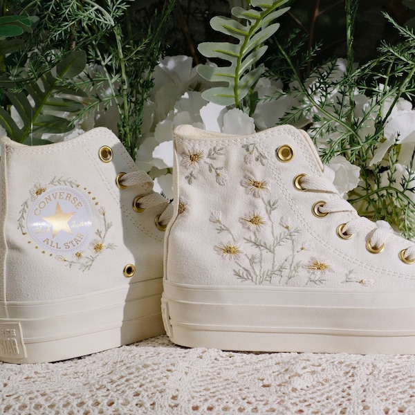 Converse embroidered shoes,Converse Chuck Taylor 1970s,Converse custom small flower / small flower embroidery