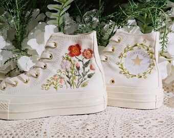 Converse embroidered shoes,Converse Chuck Taylor 1970s,Converse custom small flower / small flower embroidery