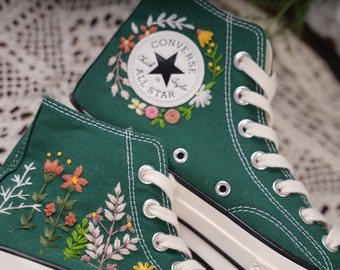 Converse embroidered shoes,Converse Chuck Taylor 1970s,Converse custom small flower / small flower embroidery