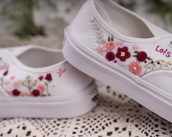 Vans for a Bride | Bridal Sneakers Embroidered Wedding ShoesCustom Embroidered Bridal Vans Shoes