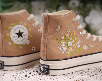 Converse embroidered shoes,Converse Chuck Taylor 1970s,Converse custom small flower / small flower embroidery