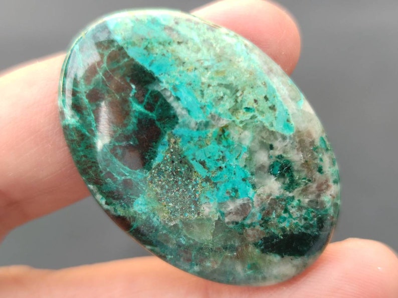 53 CTS Chrysocolla Azurite Gemstone Size 40x28x5 MM. Chrysocolla Cabochon Natural Azurite Chrysocolla Cabochon