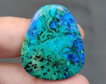 Cabujón de malaquita azurita de alta calidad, cabujón de malaquita azurita natural, piedra preciosa de azurita y malaquita, 53 CTS, tamaño: 35 x 29 x 6 MM.