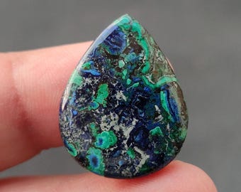 Cabujón de malaquita azurita de alta calidad, cabujón de malaquita azurita natural, piedra preciosa de azurita y malaquita, 19 cts, tamaño: 24 x 19 x 4 mm.