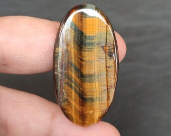 Natural Tiger Eye Cabochon, Blue Tiger Eye Cabochon, Multi Tiger Eye Cabochon, Tiger's Eye Gemstone, 35 CTS, 41x22x4 MM.